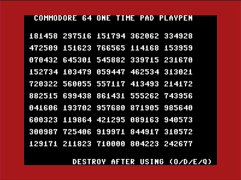 image from Making and breaking Ciphers on the Commodore 64 Part 11 - One time pads on a Commodore 64, probably a bad idea