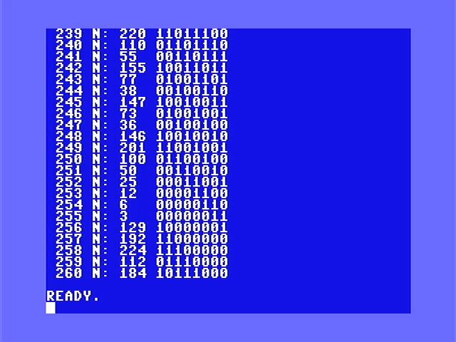 image from Quick Post: Printing binary numbers in Commodore BASIC 2.0