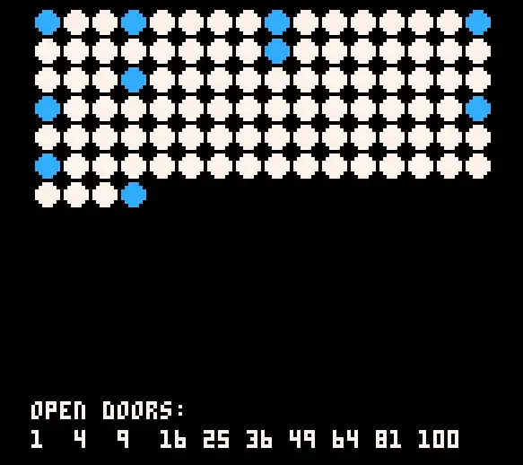 PICO-8 100 Doors Problem