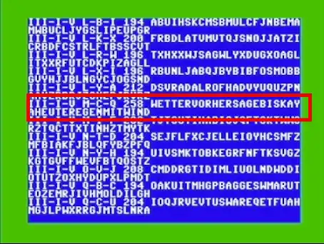 The correct answer, III-I-V at M-C-Q, among the gibberish. IC sum 258, ranked #42 overall.